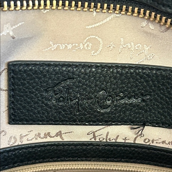 Foley + Corinna Black Faux Leather Bag briefcase with Gold Accents - Picture 12 of 16